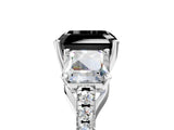 White gold Three-Stone Fancy Black Asscher Cut Diamond Ring with Round  Pavé Band and Prong Setting_53