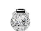White gold Three-Stone Fancy Black Asscher Cut Halo Diamond Milgrain Band with Four-Prong Setting_5