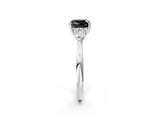White gold Three-Stone Fancy Black Cushion Cut Brilliant Diamond Solitaire Ring with Tapered Band and Four-Prong Setting_39