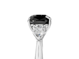 White gold Three-Stone Fancy Black Cushion Cut Brilliant Diamond Solitaire Ring with Tapered Band and Four-Prong Setting_42
