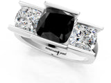 White gold Three Stone Fancy Black Cushion Cut Cut Channel Set Diamond Ring_25