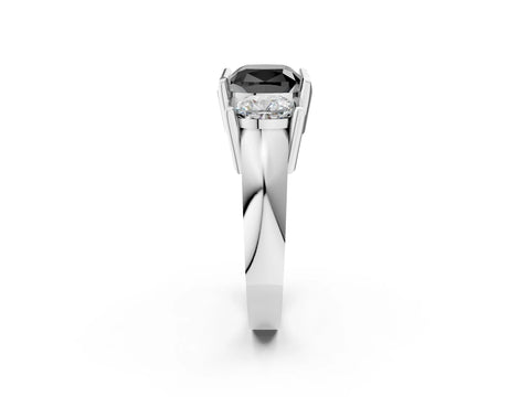 White gold Three Stone Fancy Black Cushion Cut Cut Channel Set Diamond Ring_26