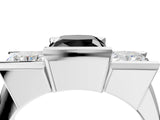 White gold Three Stone Fancy Black Cushion Cut Cut Channel Set Diamond Ring_28
