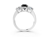 White gold Three-Stone Fancy Black Cushion Cut Cut Diamond Engagement Ring with Flat Band and Four-Prong Setting_15