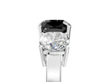 White gold Three-Stone Fancy Black Cushion Cut Cut Diamond Engagement Ring with Flat Band and Four-Prong Setting_17