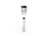 White gold Three-Stone Fancy Black Cushion Cut Cut Diamond Engagement Ring with Flat Band and Four-Prong Setting_26