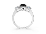 White gold Three-Stone Fancy Black Cushion Cut Cut Diamond Engagement Ring with Flat Band and Four-Prong Setting_27