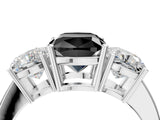 White gold Three-Stone Fancy Black Cushion Cut Cut Diamond Engagement Ring with Flat Band and Four-Prong Setting_28