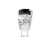 White gold Three-Stone Fancy Black Cushion Cut Cut Diamond Engagement Ring with Flat Band and Four-Prong Setting_29