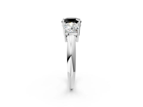 White gold Three-Stone Fancy Black Cushion Cut Cut Diamond Engagement Ring with Prong Setting on a White Gold Band_14