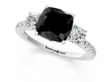 White gold Three-Stone Fancy Black Cushion Cut Cut Diamond Pavé Band with Prong Setting_28