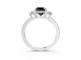 White gold Three-Stone Fancy Black Cushion Cut Cut Diamond Pavé Band with Prong Setting_30