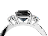 White gold Three-Stone Fancy Black Cushion Cut Cut Diamond Pavé Band with Prong Setting_31