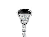 White gold Three-Stone Fancy Black Cushion Cut Cut Diamond Pavé Band with Prong Setting_32