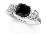White gold Three-Stone Fancy Black Cushion Cut Cut Diamond Ring with Channel Set Band and Four-Prong Setting_13