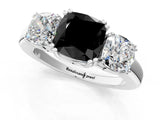 White gold Three-Stone Fancy Black Cushion Cut Cut Diamond Ring with Channel Set Band and Four-Prong Setting_13