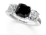 White gold Three-Stone Fancy Black Cushion Cut Cut Diamond Ring with Channel Set Band and Four-Prong Setting_13