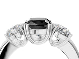 White gold Three-Stone Fancy Black Cushion Cut Cut Diamond Ring with Channel Set Band and Four-Prong Setting_16