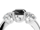 White gold Three-Stone Fancy Black Cushion Cut Cut Diamond Ring with Channel Set Band and Four-Prong Setting_16