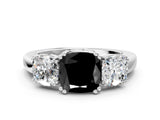 White gold Three-Stone Fancy Black Cushion Cut Cut Diamond Ring with Channel Set Band and Four-Prong Setting_30