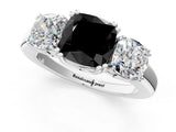 White gold Three-Stone Fancy Black Cushion Cut Cut Diamond Ring with Channel Set Band and Four-Prong Setting_37