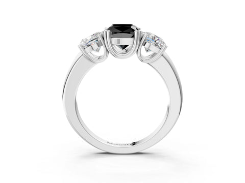 White gold Three-Stone Fancy Black Cushion Cut Cut Diamond Ring with Channel Set Band and Four-Prong Setting_3