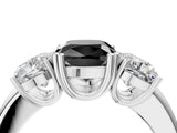 White gold Three-Stone Fancy Black Cushion Cut Cut Diamond Ring with Channel Set Band and Four-Prong Setting_40