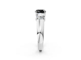 White gold Three-Stone Fancy Black Cushion Cut Cut Diamond Ring with Prong Setting and Classic Band_2