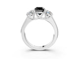 White gold Three-Stone Fancy Black Cushion Cut Cut Diamond Ring with Prong Setting and Classic Band_4