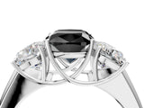 White gold Three-Stone Fancy Black Cushion Cut Cut Diamond Ring with Prong Setting and Classic Band_5