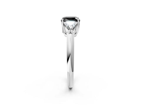 White gold Three-Stone Fancy Black Cushion Cut Cut Diamond Ring with Trillion Side Stones and Four-Prong Setting_13