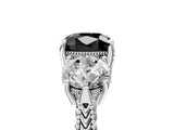 White gold Three-Stone Fancy Black Cushion Cut Cut Milgrain Band Prong Setting Ring_11