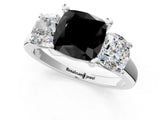 White gold Three-Stone Fancy Black Cushion Cut Cut Solitaire Ring with Classic Prong Setting_13