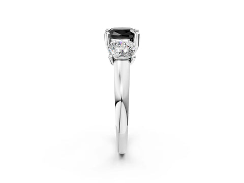 White gold Three-Stone Fancy Black Cushion Cut Cut Solitaire Ring with Classic Prong Setting_14