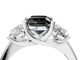 White gold Three-Stone Fancy Black Cushion Cut Cut Solitaire Ring with Classic Prong Setting_16