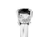 White gold Three-Stone Fancy Black Cushion Cut Cut Solitaire Ring with Classic Prong Setting_17