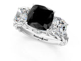 White gold Three-Stone Fancy Black Cushion Cut Diamond Braided Band Ring with Four-Prong Setting_13