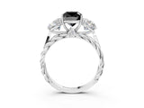 White gold Three-Stone Fancy Black Cushion Cut Diamond Braided Band Ring with Four-Prong Setting_15