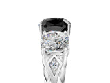 White gold Three-Stone Fancy Black Cushion Cut Diamond Braided Band Ring with Four-Prong Setting_17