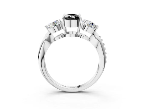 White gold Three-Stone Fancy Black Cushion Cut Diamond Channel Set Engagement Ring with Prong Setting_15