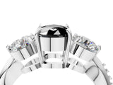 White gold Three-Stone Fancy Black Cushion Cut Diamond Channel Set Engagement Ring with Prong Setting_16