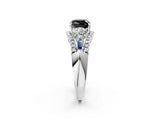 White gold Three-Stone Fancy Black Cushion Cut Diamond Engagement Ring with Pave Band and Prong Setting_14