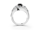 White gold Three-Stone Fancy Black Cushion Cut Diamond Engagement Ring with Pave Band and Prong Setting_15