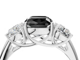 White gold Three-Stone Fancy Black Cushion Cut Diamond Engagement Ring with Prong Setting_19