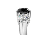 White gold Three-Stone Fancy Black Cushion Cut Diamond Engagement Ring with Prong Setting_20