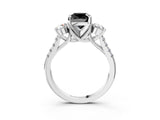 White gold Three-Stone Fancy Black Cushion Cut Diamond Pavé Band with Four-Prong Setting_3
