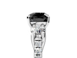 White gold Three-Stone Fancy Black Cushion Cut Diamond Pavé Band with Four-Prong Setting_5