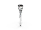 White gold Three-Stone Fancy Black Cushion Cut Diamond Ring with Pavé Band and Prong Setting_98