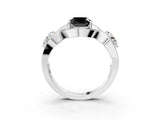 White gold Three-Stone Fancy Black Cushion Cut Diamond Wave Pave Band with Prong Setting_9