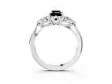 White gold Three-Stone Fancy Black Emerald Cut Brilliant Diamond Solitaire Ring with Tapered Band and Four-Prong Setting_22